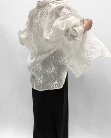 cafune<br> sheer embroidery shirt