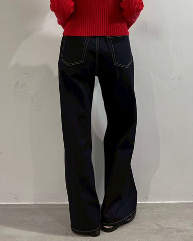 cafune<br> tuck baggy denim pants