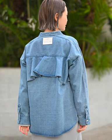 HERENCIA <br> Back frill denim blouse
