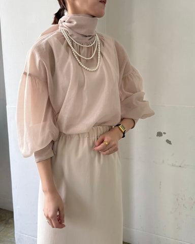 cafune<br> sheer organdy bowtie blouse
