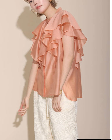 Herencia<br>Frilled sheer blouse