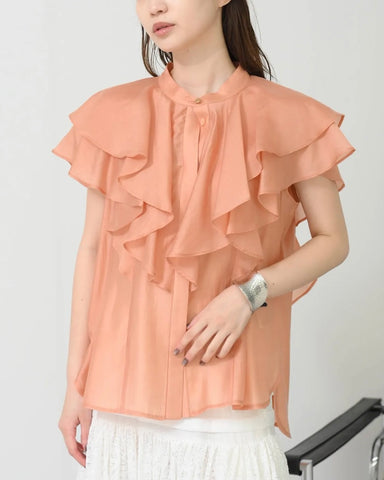 Herencia<br>Frilled sheer blouse