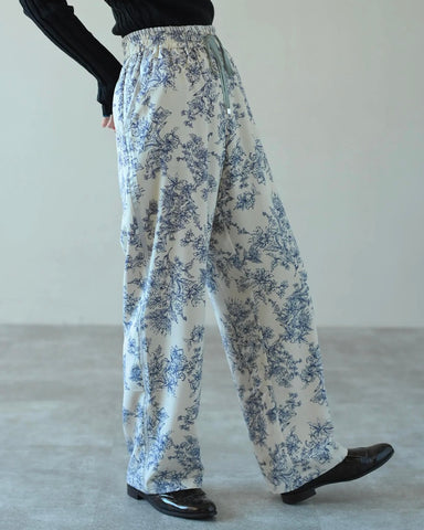 HERENCIA <br>Piping line floral print pants