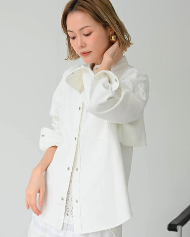 HERENCIA <br> Back frill denim blouse