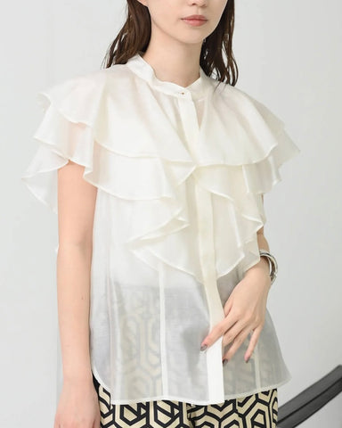 Herencia<br>Frilled sheer blouse