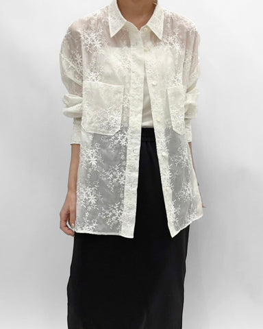 cafune<br> sheer embroidery shirt