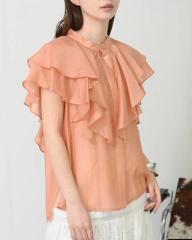 Herencia<br>Frilled sheer blouse