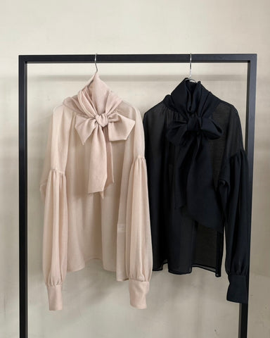 cafune<br> sheer organdy bowtie blouse