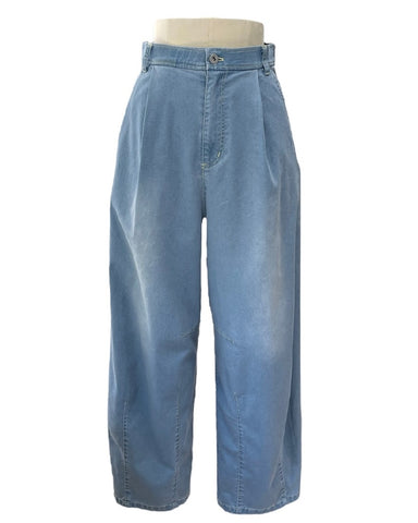 ayane予約<br>ストレッチダンガリーバレルレッグパンツ