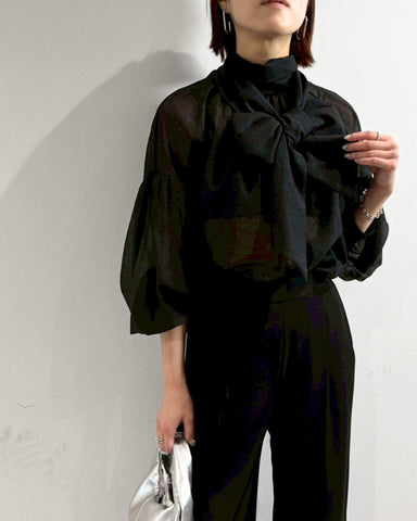 cafune<br> sheer organdy bowtie blouse