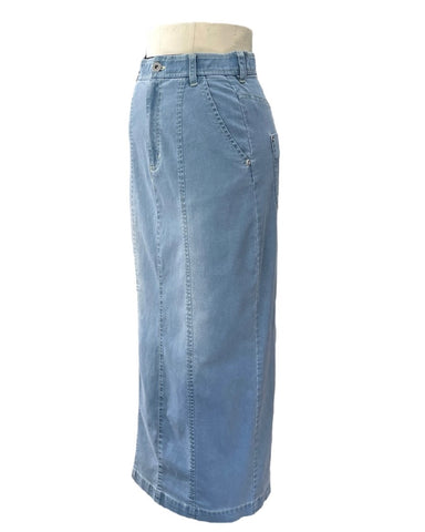 ayane予約<br>ストレッチダンガリーペンシルスカート