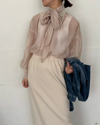 cafune<br> sheer organdy bowtie blouse