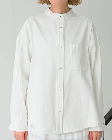 HERENCIA <br> Back frill denim blouse