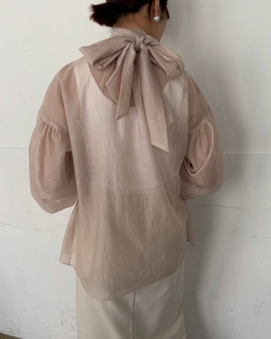 cafune<br> sheer organdy bowtie blouse