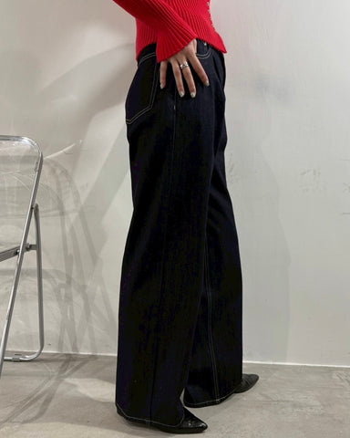 cafune<br> tuck baggy denim pants