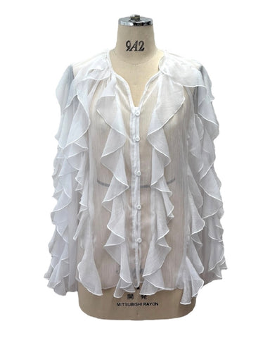 ayane<br>楊柳シフォンフリルブラウス ayane