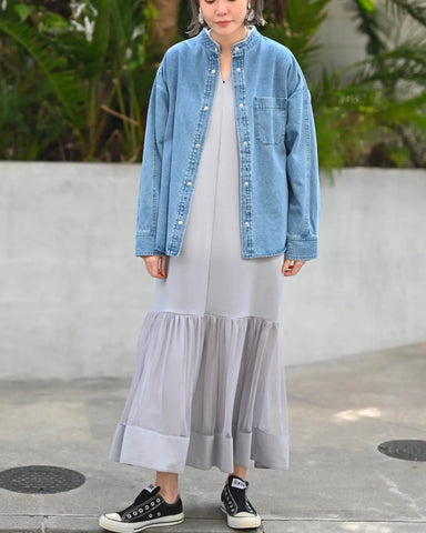 HERENCIA <br> Back frill denim blouse
