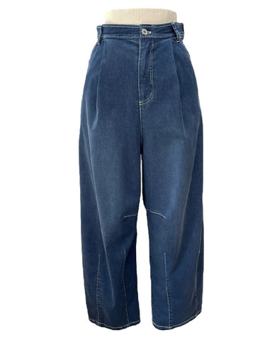 ayane予約<br>ストレッチダンガリーバレルレッグパンツ