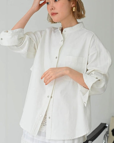 HERENCIA <br> Back frill denim blouse