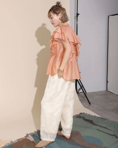 Herencia<br>Frilled sheer blouse