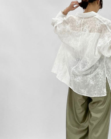 cafune<br> sheer embroidery shirt