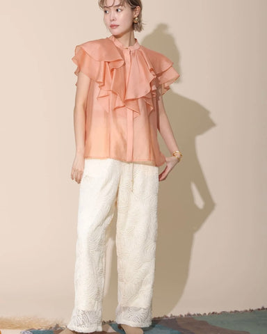 Herencia<br>Frilled sheer blouse