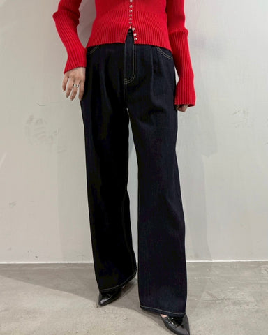 cafune<br> tuck baggy denim pants