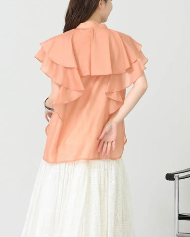 Herencia<br>Frilled sheer blouse