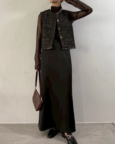 cafune<br> tweed fringe vest