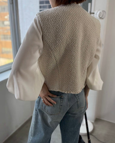 cafune<br> tweed fringe vest