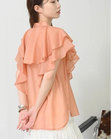 Herencia<br>Frilled sheer blouse