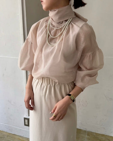 cafune<br> sheer organdy bowtie blouse