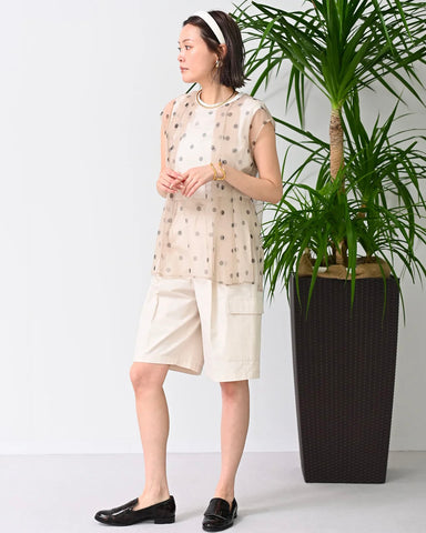 Herencia<br>ドットチュールノースリーブトップス