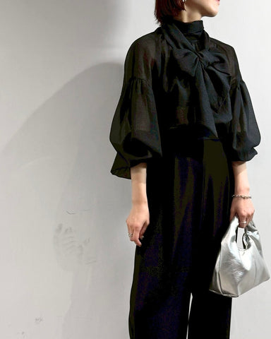 cafune<br> sheer organdy bowtie blouse