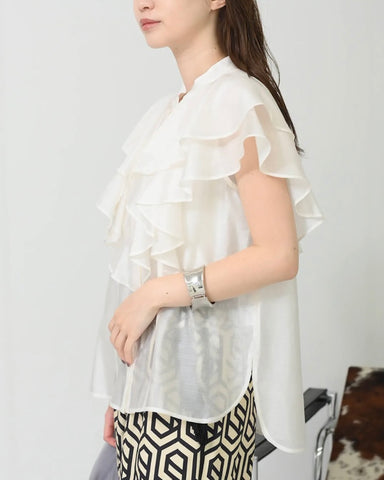 Herencia<br>Frilled sheer blouse