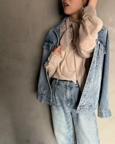 cafune<br> sheer organdy bowtie blouse