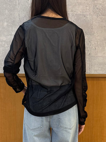 mink chair<br> アームギャザーネットチュールトップス
