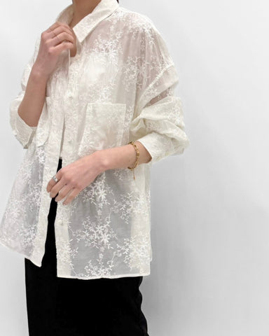 cafune<br> sheer embroidery shirt