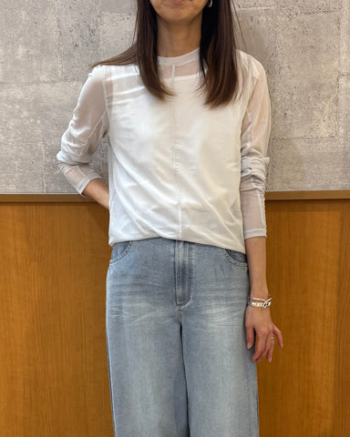 mink chair<br> アームギャザーネットチュールトップス