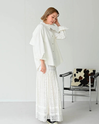 HERENCIA <br> Back frill denim blouse