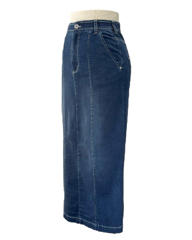 ayane予約<br>ストレッチダンガリーペンシルスカート
