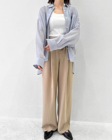 cafune<br> linen like sheer relax shirt