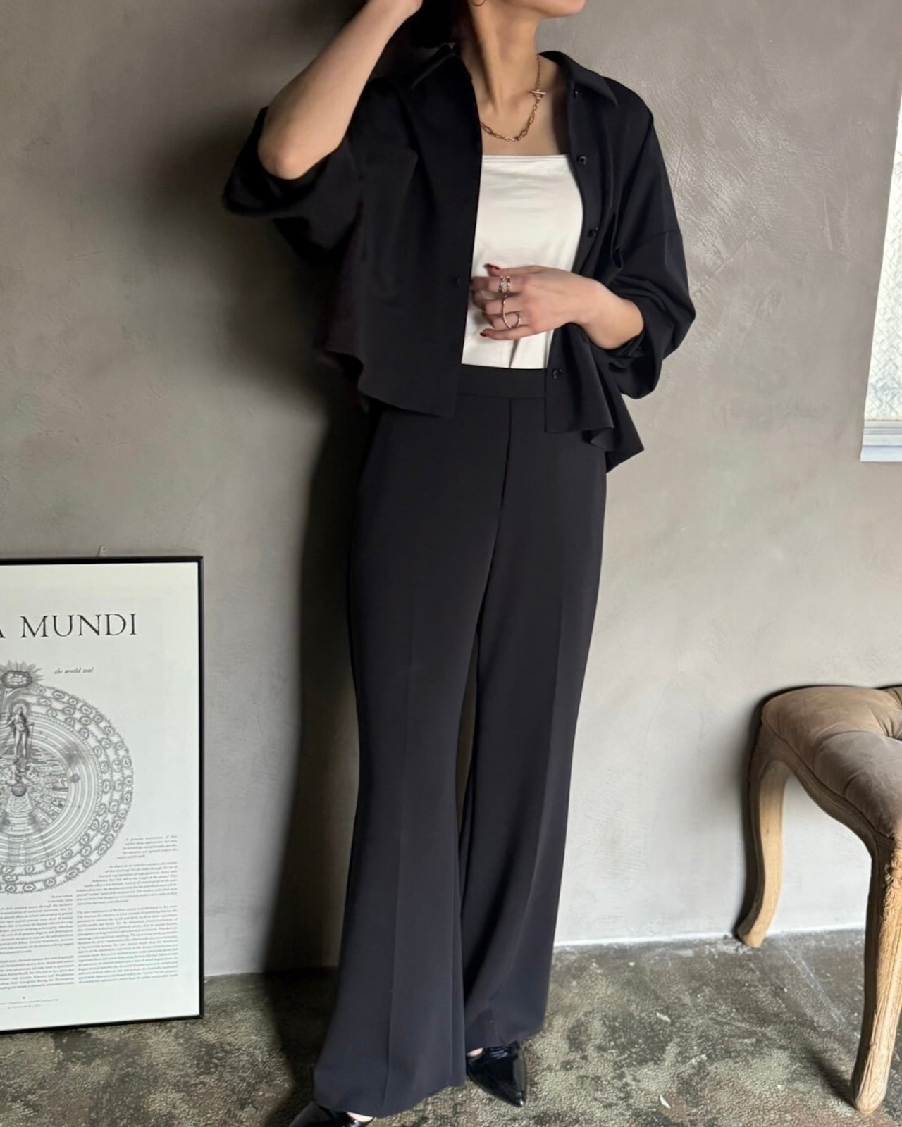 cafune<br> double knit flare pants
