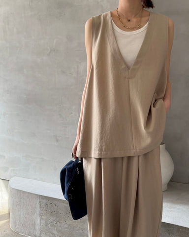 cafune<br> drape washer V neck vest