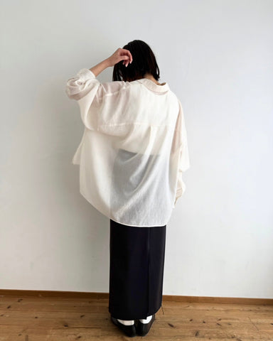 cafune<br> linen like sheer relax shirt
