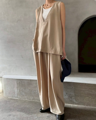 cafune<br> drape washer V neck vest