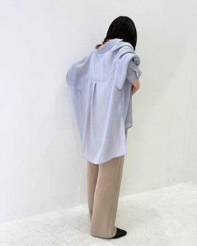 cafune<br> linen like sheer relax shirt