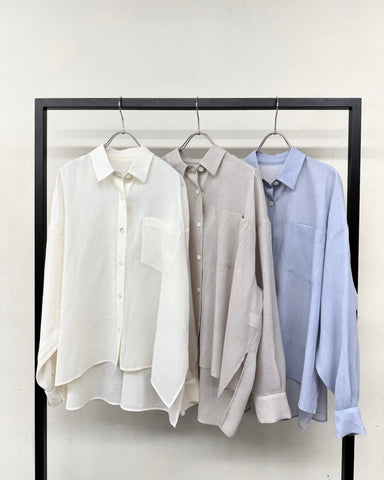 cafune<br> linen like sheer relax shirt