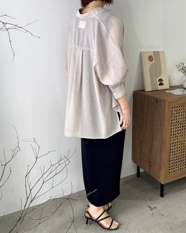 cafune<br> linen like sheer relax shirt