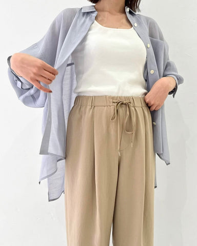 cafune<br> linen like sheer relax shirt